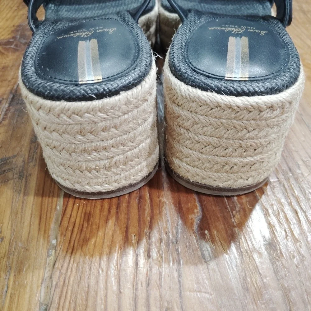 Sam Edelman Carson Espadrille Wedge Sandals Size 8M Slip On Black 2.25